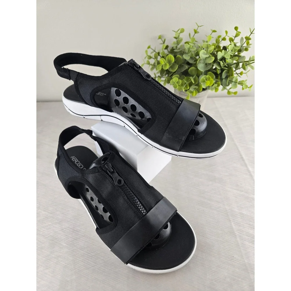 Aerosoles Top Form Womens Black Mesh Front Zip Sporty Slingback Sandals 11M - Picture 1 of 11